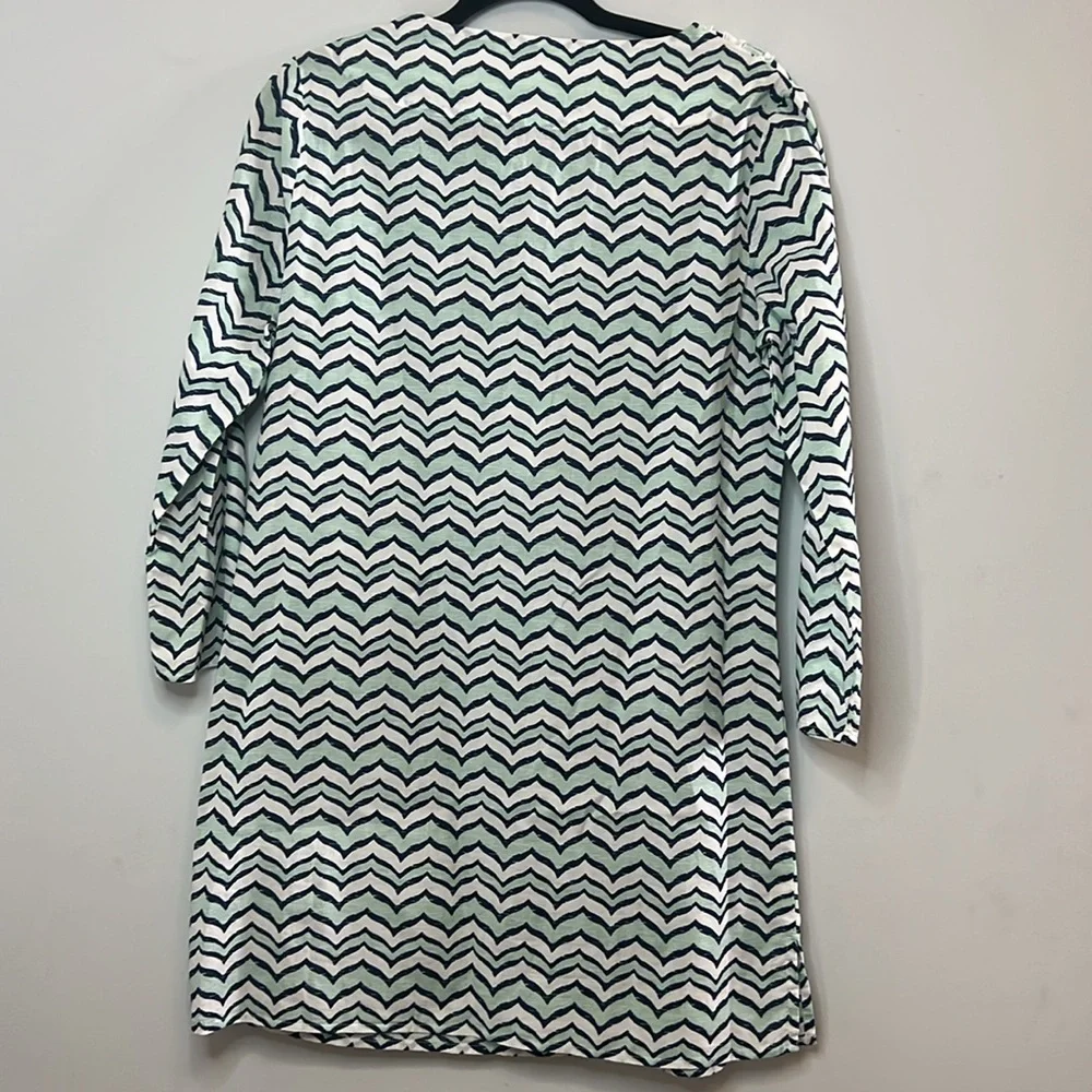 NWT Vineyard Vines Women's Blue White & Teal Wave‎ Pattern 3/4 Long Sleeve Dress